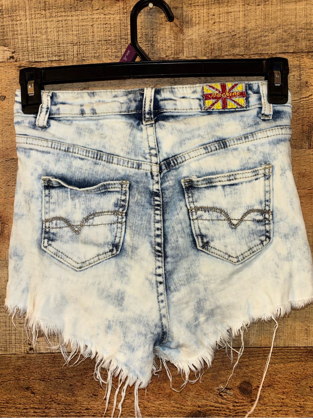 Machine Distressed Daisy Denim Shorts - Picture 2 of 5